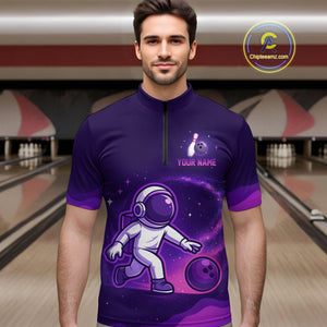 Astronaut Purple Bowling Shirts for Women Men Team Custom Galaxy Bowling Jerseys MBL168