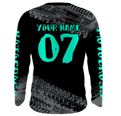 Motocross Jersey Kid Men Dirt Bike Racing Shirt Upf30+ Off-road Motorcycle Jersey Turquoise XM202