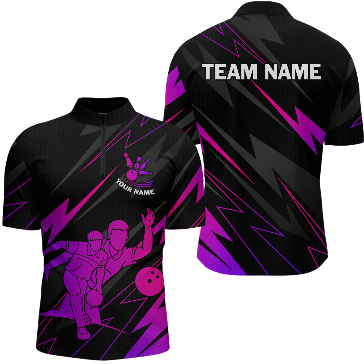 Purple Bowling Shirts for Women Men Custom Team Bowling Jerseys Personalized MBL175