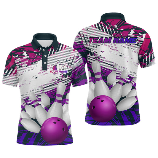 Purple Bowling Shirts for Women Men Custom Team Bowling Jerseys Polo&1/4 Zip Shirt MBL176