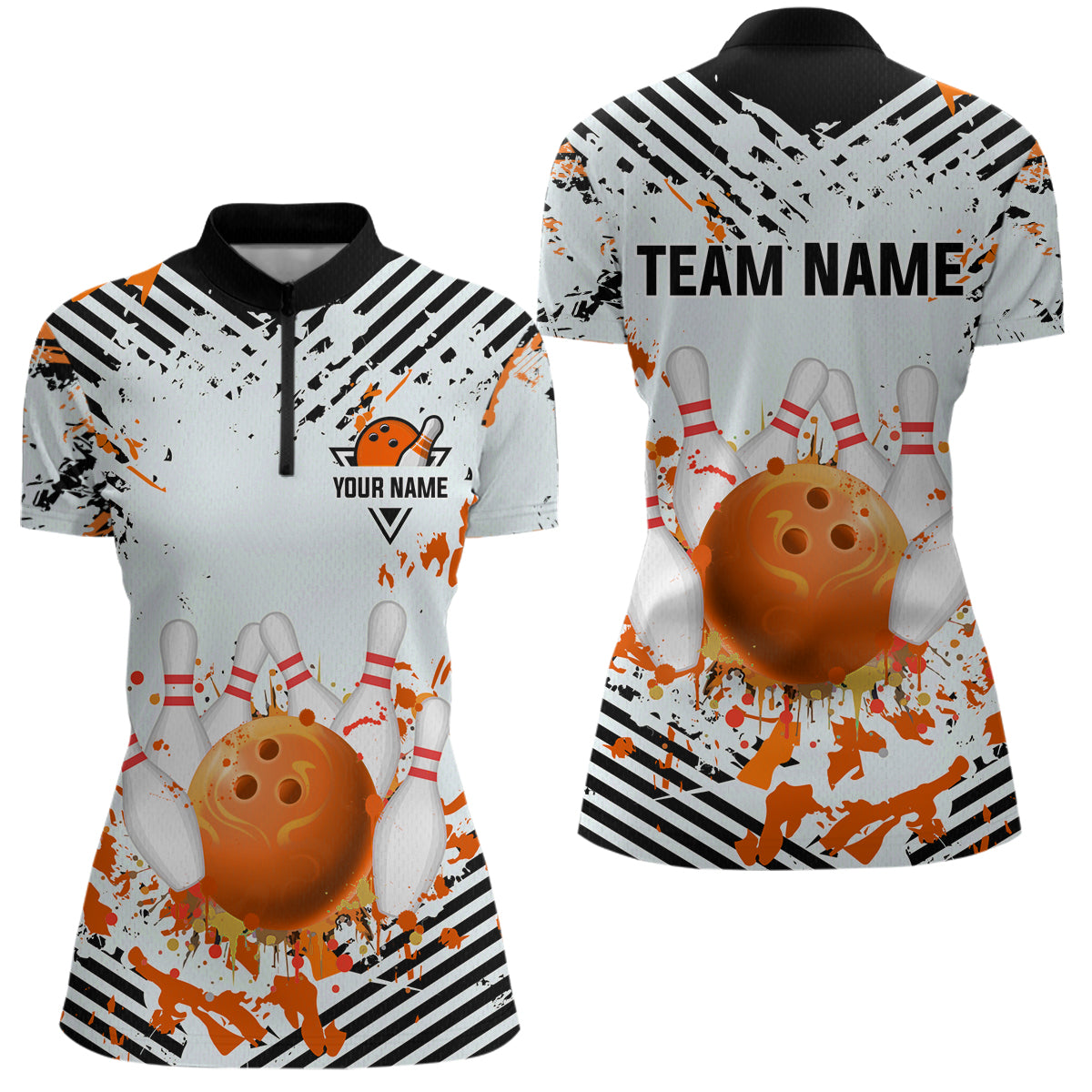 Orange Bowling Shirts Custom Watercolor Bowling Jersey for Men Women with Team Name MBL53