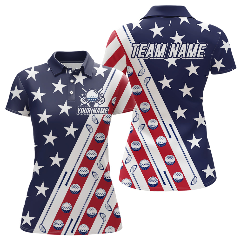 Custom American Golf Polo Shirt Patriotic Golf Shirts for Men Women Team Name MMG38