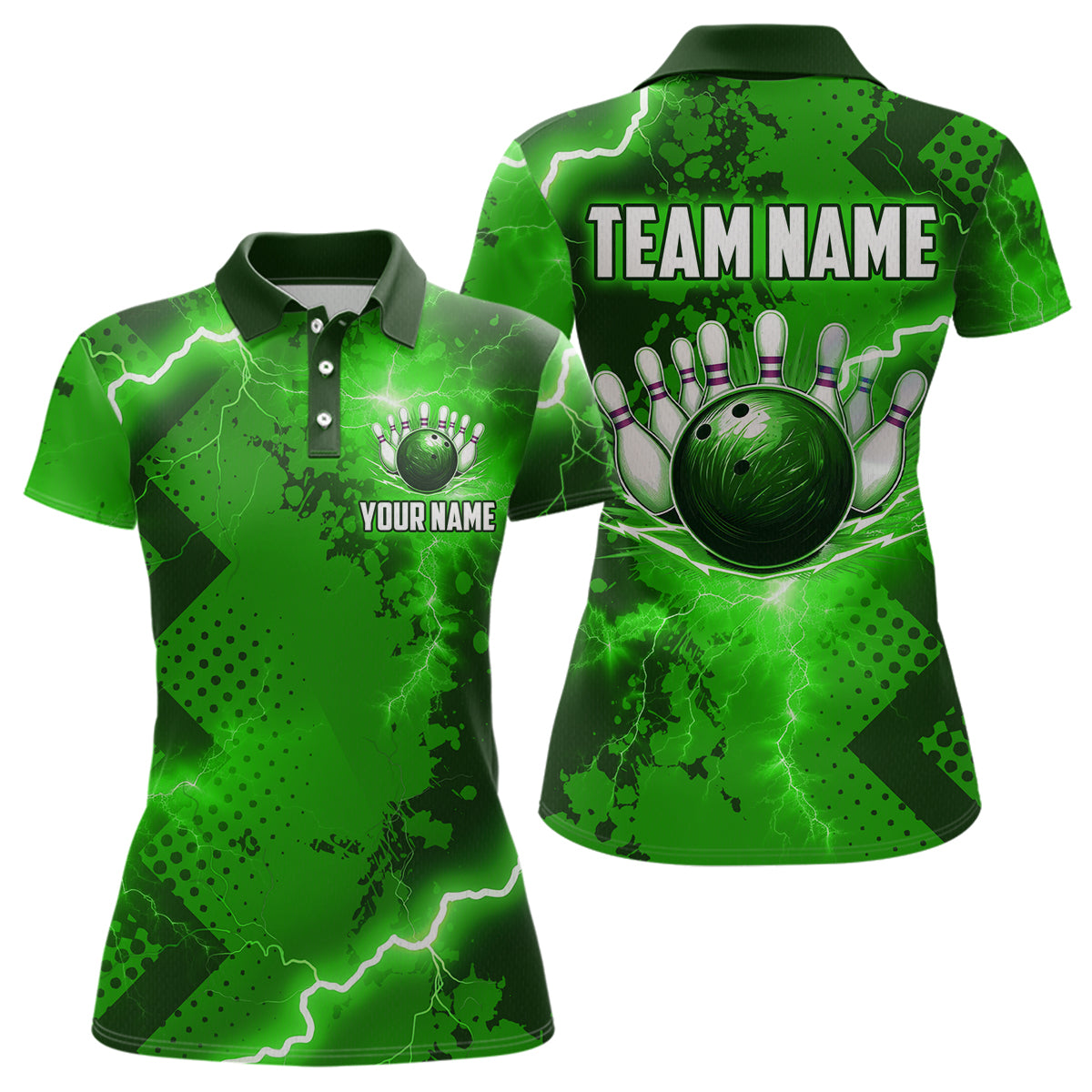 Thunder Lightning Bowling Shirt Green Bowling Jersey Men Women Team Bowling Shirts MBL64