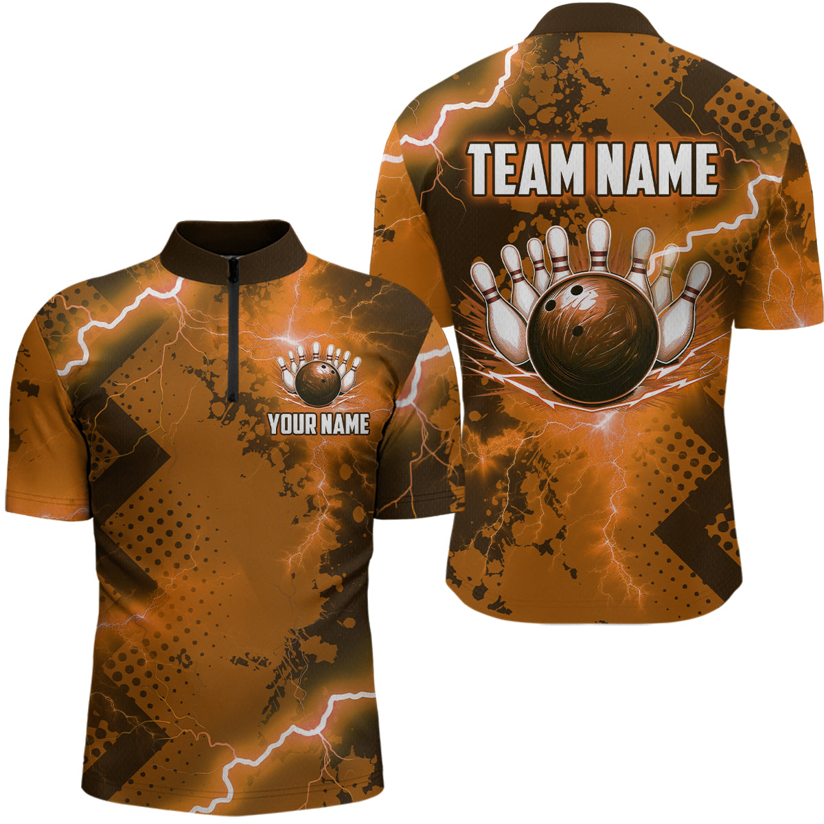 Thunder Lightning Bowling Shirt Orange Bowling Jersey Men Women Team Bowling Shirts MBL64