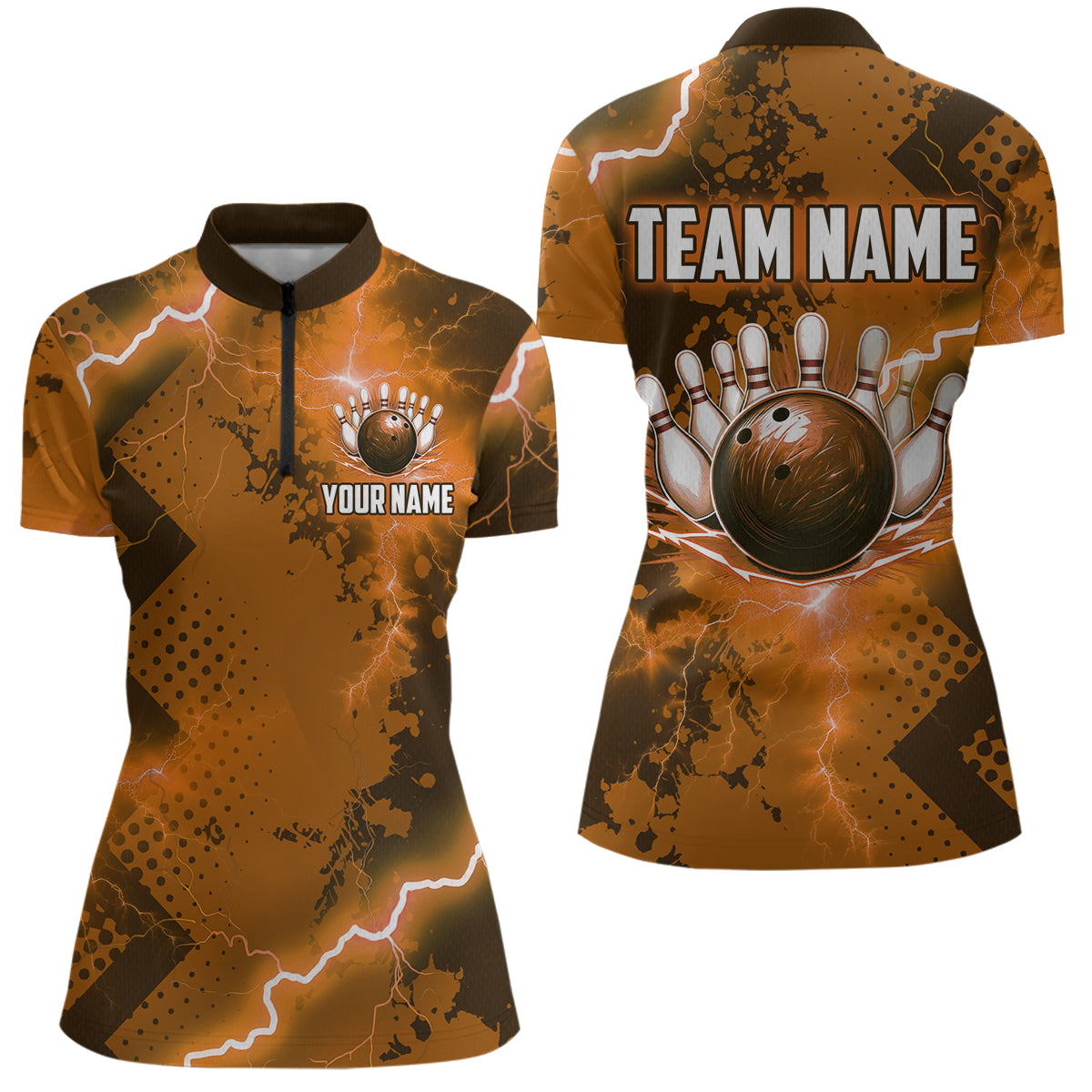 Thunder Lightning Bowling Shirt Orange Bowling Jersey Men Women Team Bowling Shirts MBL64