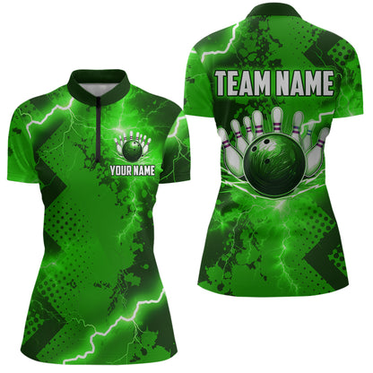 Thunder Lightning Bowling Shirt Green Bowling Jersey Men Women Team Bowling Shirts MBL64