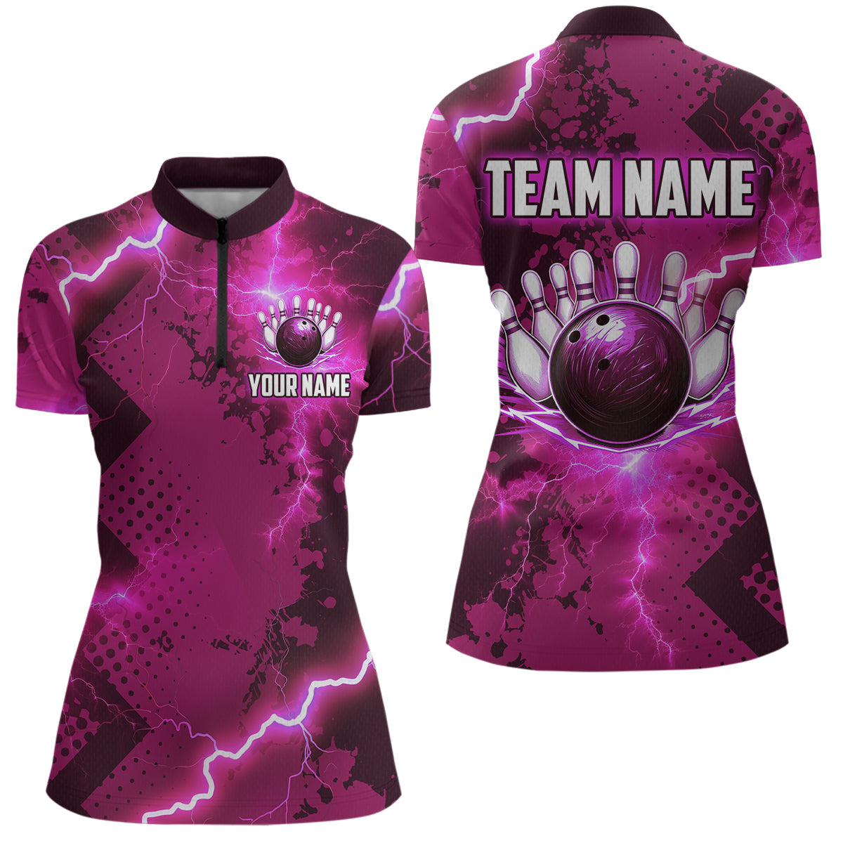 Thunder Lightning Bowling Shirt Pink Bowling Jersey Men Women Team Bowling Shirts MBL64