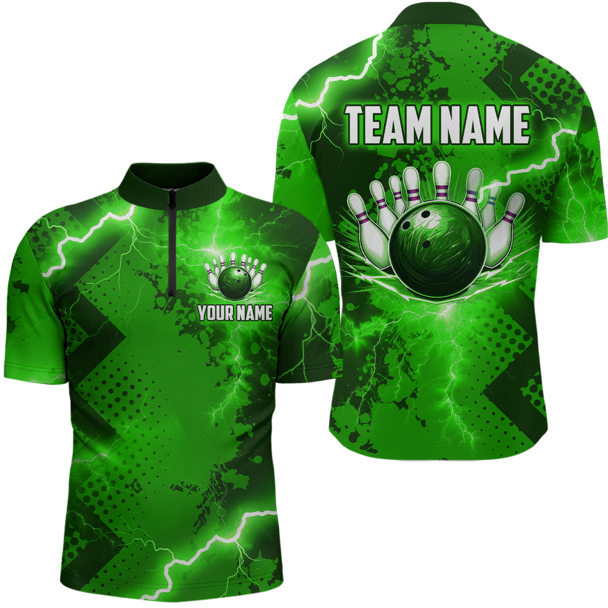 Thunder Lightning Bowling Shirt Green Bowling Jersey Men Women Team Bowling Shirts MBL64