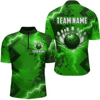Thunder Lightning Bowling Shirt Green Bowling Jersey Men Women Team Bowling Shirts MBL64