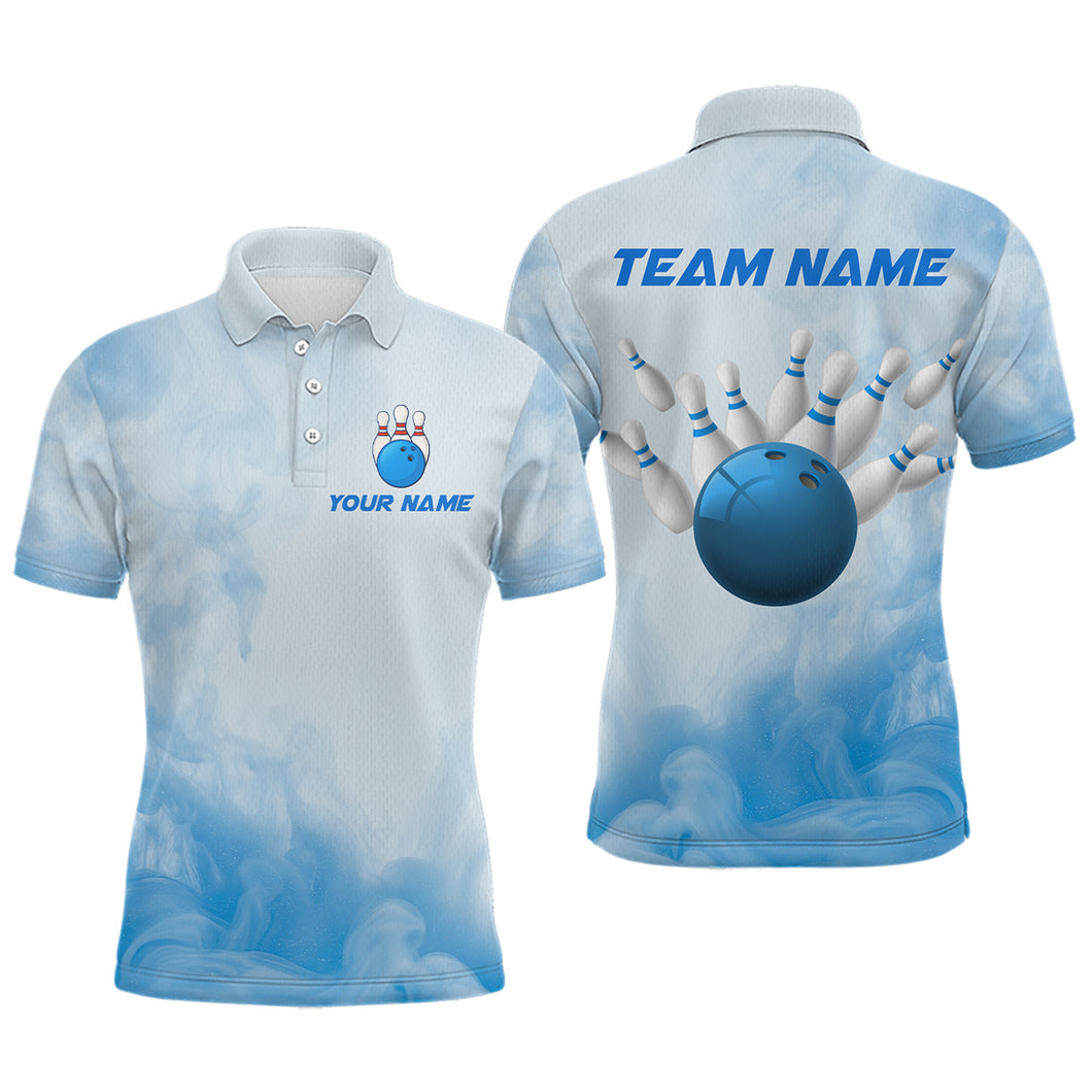 Blue Smoke Bowling Shirts for Women Men Team Custom Bowling Jerseys for Bowlers MBL139