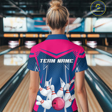 Load image into Gallery viewer, Pink&amp;Blue Bowling Shirts for Men Women Team Personalized Bowling Polo and Quarter Zip MBL112