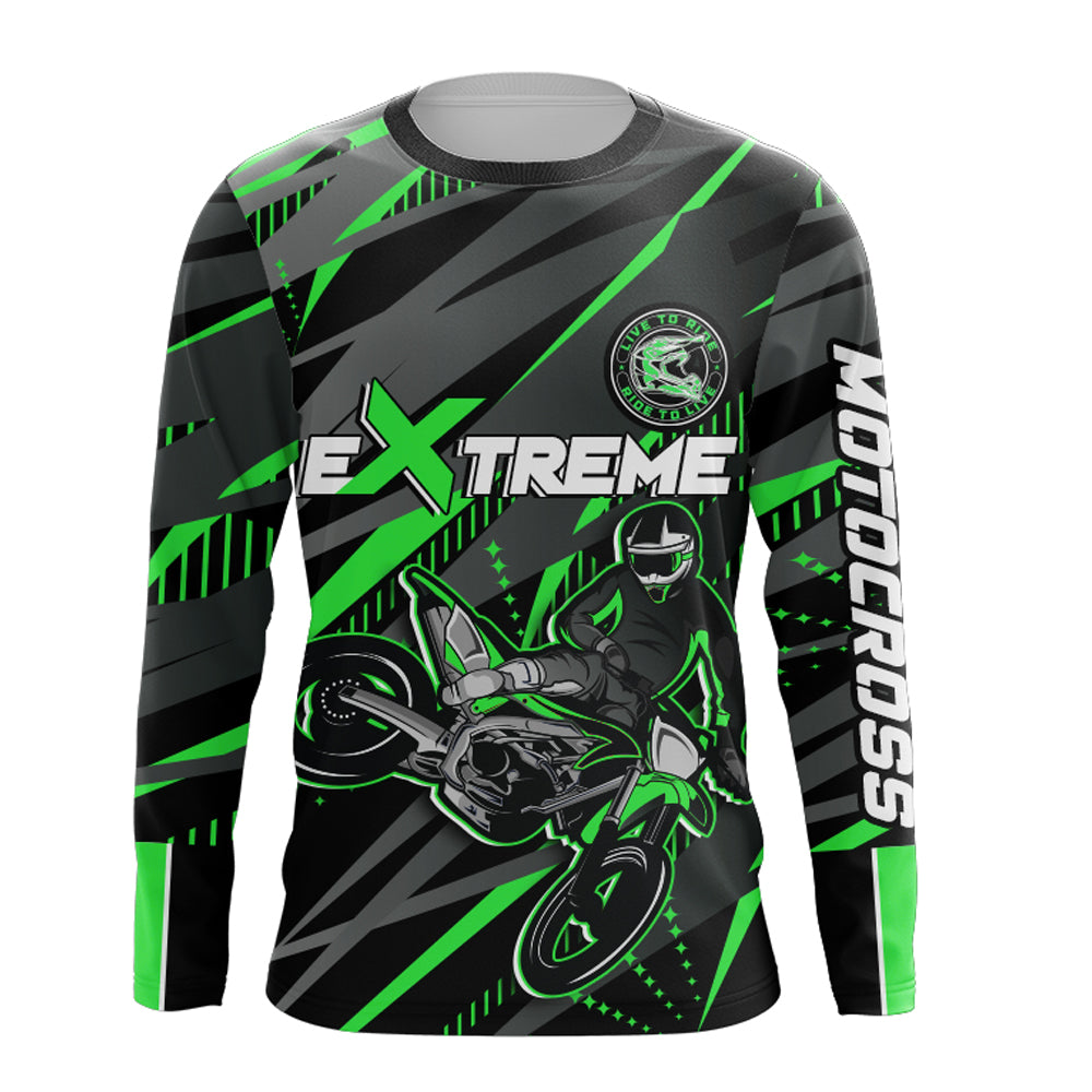 Green Motocross Racing Jersey Kid Women Men Upf30+ Youth Dirt Bike Off-Road Shirt XM54