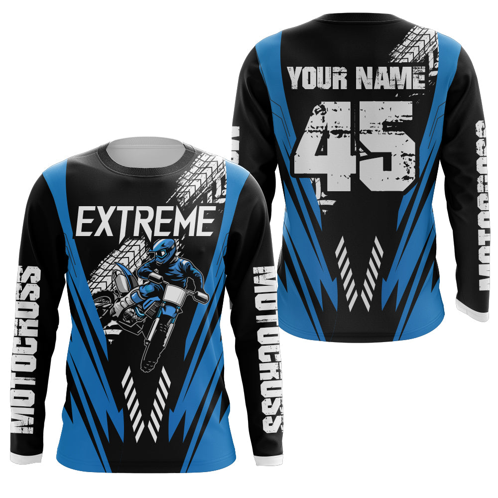 Motocross Racing Jersey Blue Youth Men Kid UPF30+ Dirt Bike Shirt Off-Road Motorcycle Shirt XM211