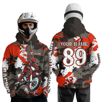 Camo Red Motocross Hoodie Men Women Dirt Bike Racing Hoodie Custom Riding Shirt MH164
