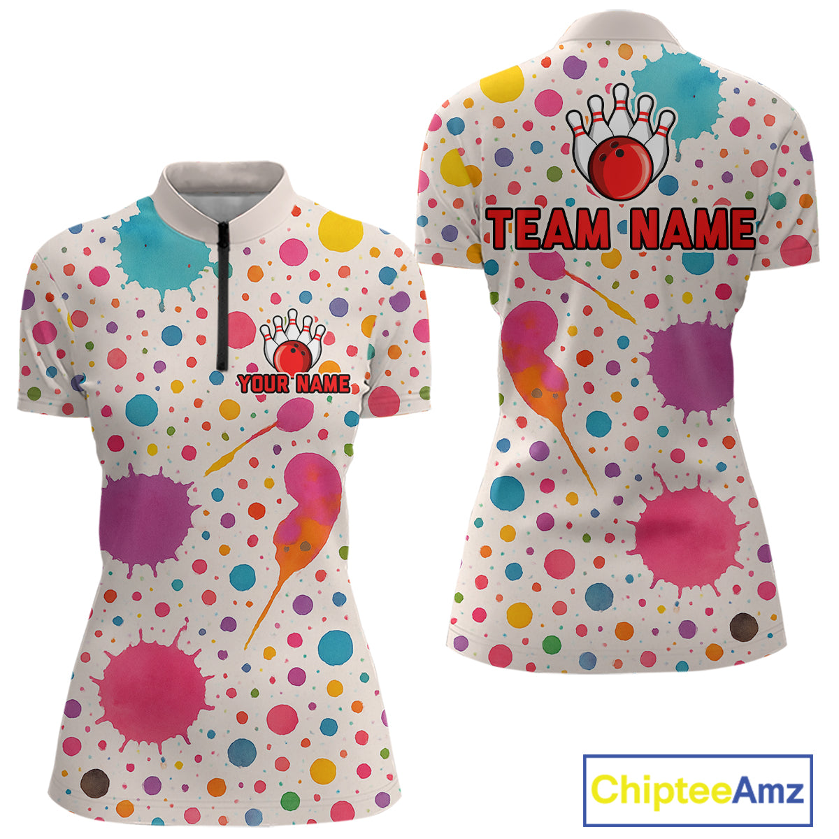 Ink Watercolor Pink Bowling Shirt for Men Women Custom Team Bowling Jerseys MBL103