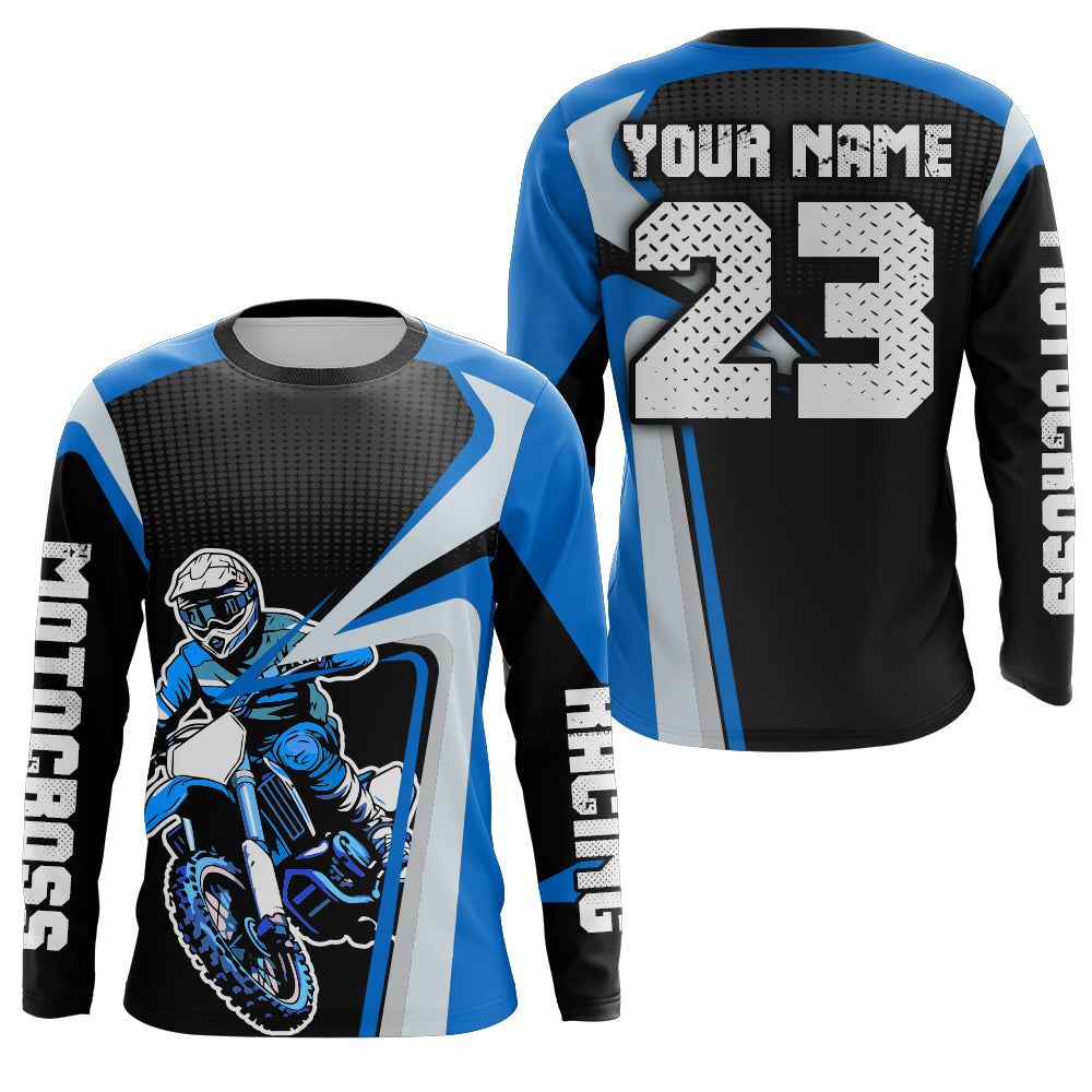 Custom Motocross Jersey Blue Dirt Bike Shirt For Kid Women Men Off-road Shirt XM307