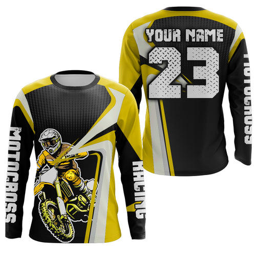Custom Motocross Jersey Yellow Dirt Bike Shirt For Kid Women Men Off-road Shirt XM307
