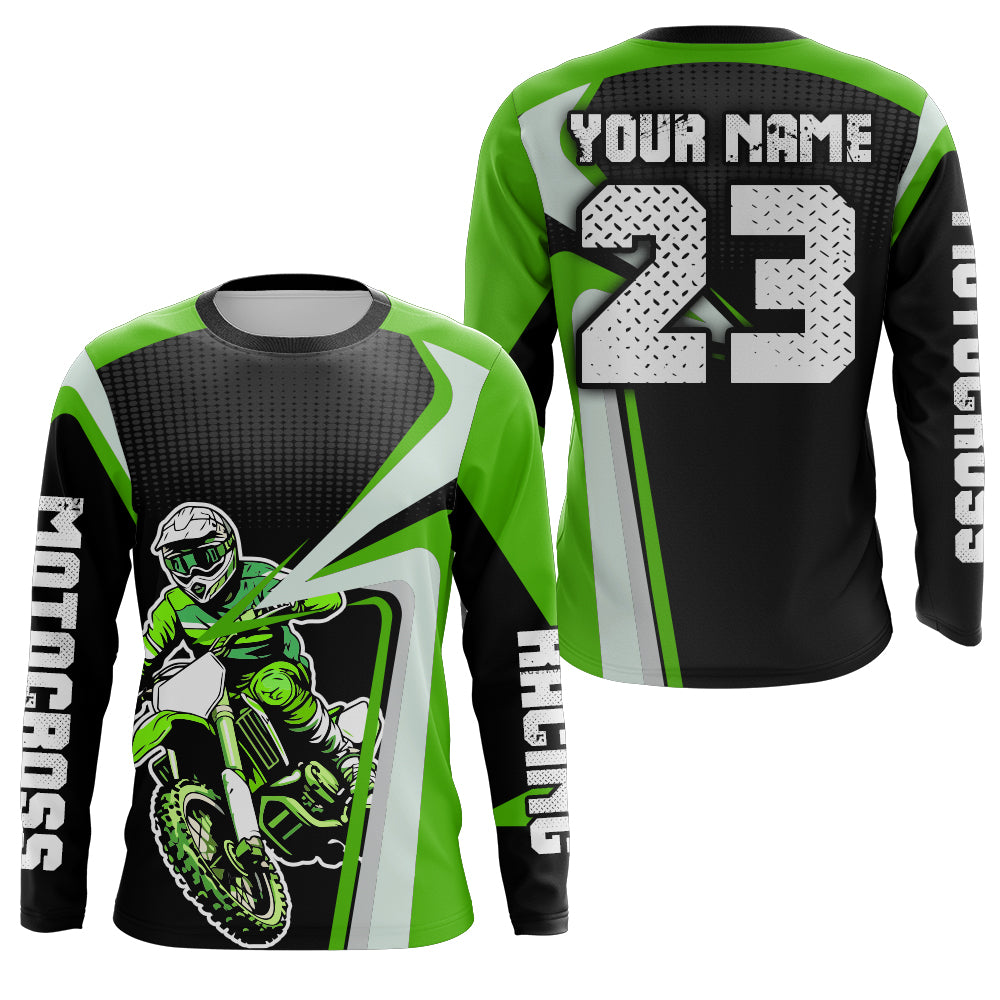 Custom Motocross Jersey Green Dirt Bike Shirt For Kid Women Men Off-road Shirt XM307