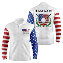 Load image into Gallery viewer, Custom Patriotic Golf Polo Shirt for Men Women Team US Flag Golf Shirts White MMG23