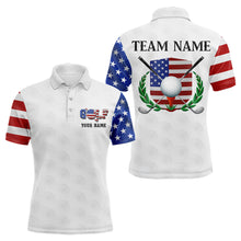 Load image into Gallery viewer, Custom Patriotic Golf Polo Shirt for Men Women Team US Flag Golf Shirts White MMG23
