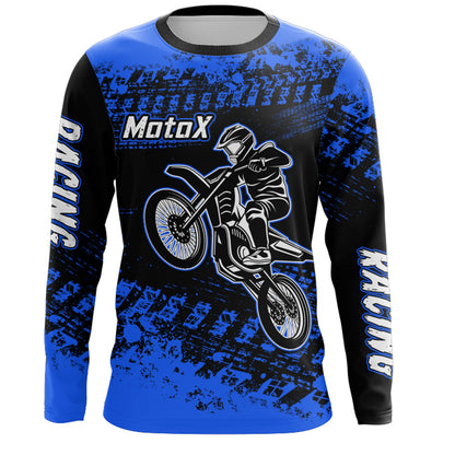 Blue Motocross Jersey Custom Dirt Bike Shirt Upf30+ Kid Men Women Motorcycle Shirt XM301