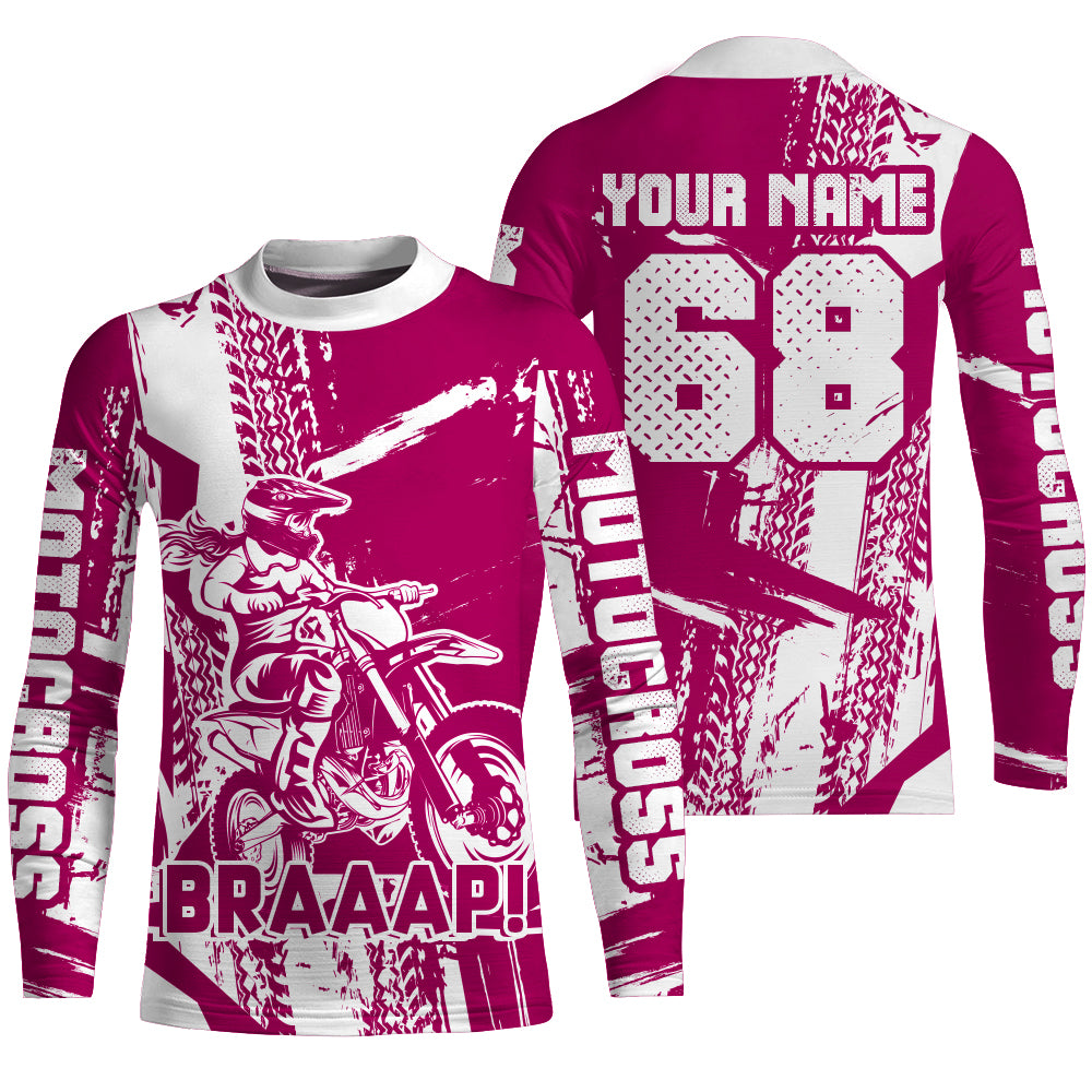 Custom Motocross Jersey Pink Dirt Bike Shirt UPF30+ Youth Motorcycle Racing Girls Off-road Jersey XM197