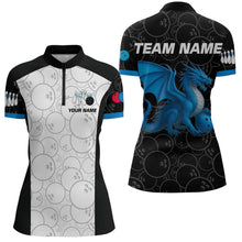 Load image into Gallery viewer, Custom Blue Dragon Bowling Shirts for Men Women Team Bowling Polo &amp; Quarter Zip MBL86