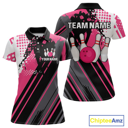 Custom Pink Bowling Shirts for Men Women Team Bowling Polo and Quarter Zip MBL104