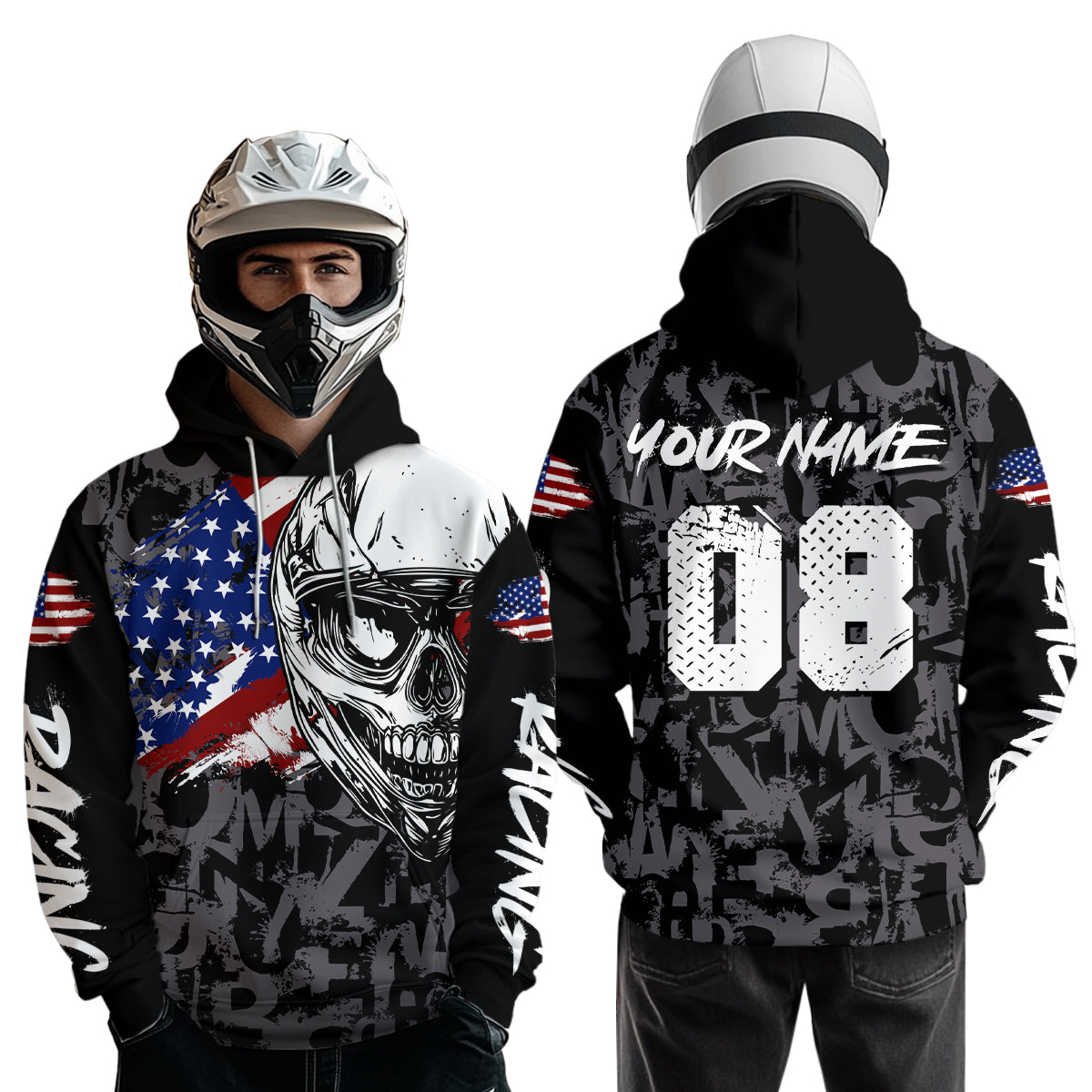 Patriotic Motocross Hoodie for Men Women Dirt Bike Racing Hoodie Custom Riding Shirt MH162
