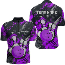 Load image into Gallery viewer, Purple Watercolor Bowling Shirts for Women Men Custom Team Bowling Polo&amp;1/4 Zip Shirt MBL110