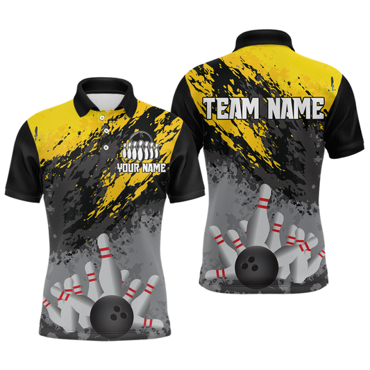 Custom Yellow Bowling Shirt forMen Women Team Bowling Jersey Bowling Polo & 1/4 Zip Shirt MBL40