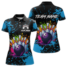 Load image into Gallery viewer, Custom Blue Watercolor Bowling Shirts for Men Women Team Funny Bowling Jersey MBL45