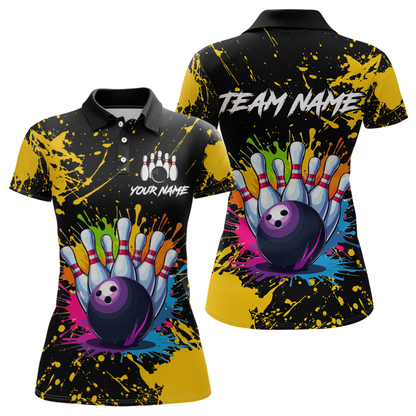 Custom Yellow Watercolor Bowling Shirts for Men Women Team Funny Bowling Jersey MBL45