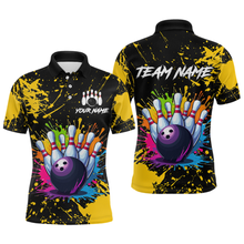 Load image into Gallery viewer, Custom Yellow Watercolor Bowling Shirts for Men Women Team Funny Bowling Jersey MBL45