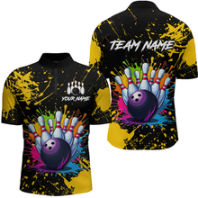 Load image into Gallery viewer, Custom Yellow Watercolor Bowling Shirts for Men Women Team Funny Bowling Jersey MBL45