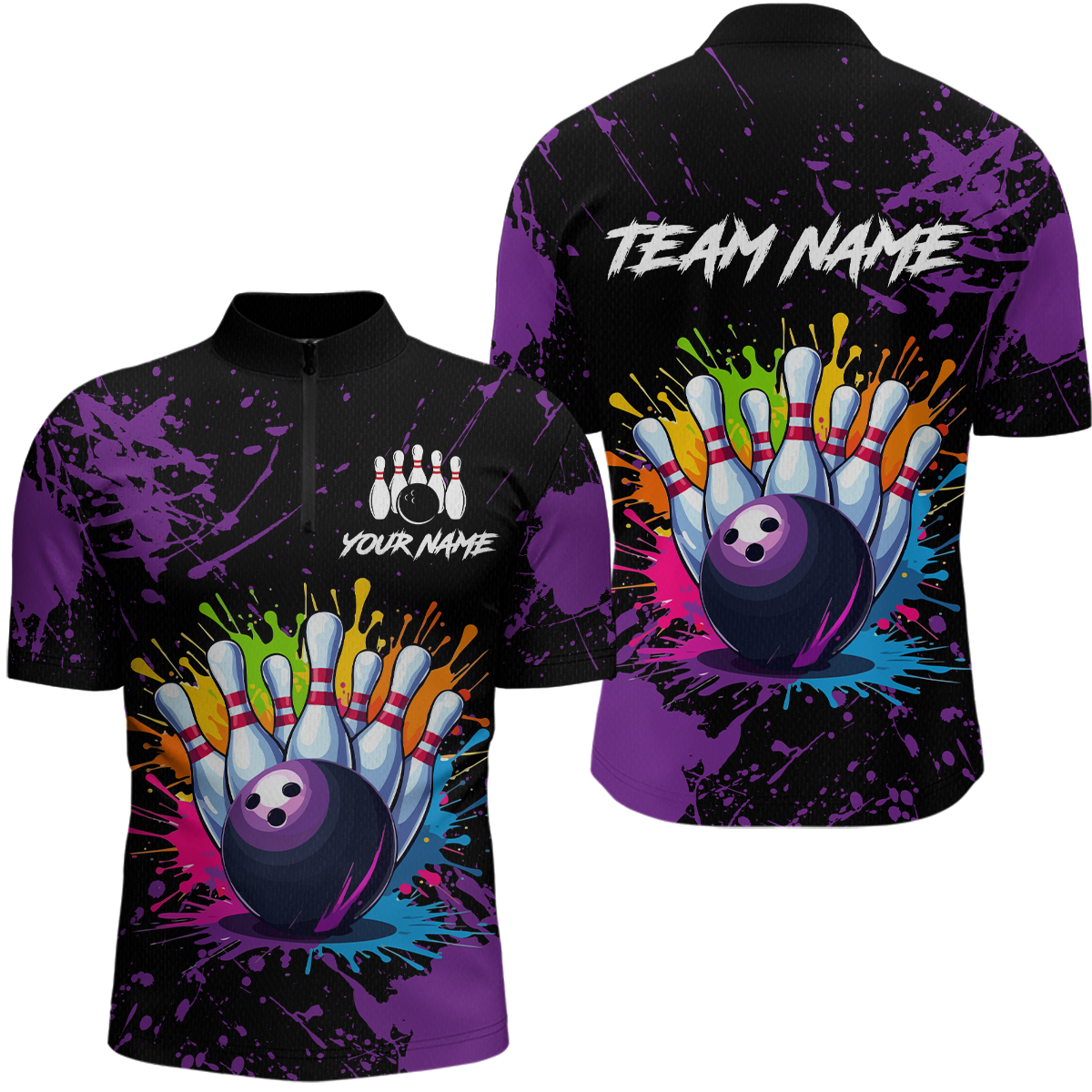 Custom Purple Watercolor Bowling Shirts for Men Women Team Funny Bowling Jersey MBL45