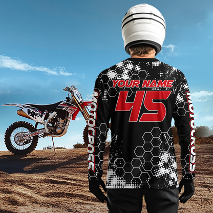 Custom ATV Racing Jersey Red-Black ATV Motocross Shirt ATV Jersey for Men Kid Women MX117