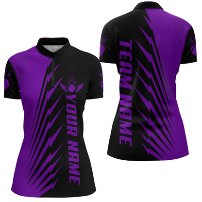 Custom Purple Bowling Shirts for Men Women Team Bowling Polo & 1/4 Zip Shirt MBL48