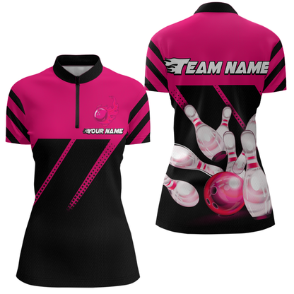 Pink Bowling Shirt Custom Bowling Jersey for Men Women Bowling Polo&1/4 Zip Shirts MBL51