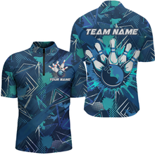 Load image into Gallery viewer, Blue Bowling Shirt Custom Bowling Jersey for Men &amp; Women Flame Bowling Shirt for Bowlers MBL55