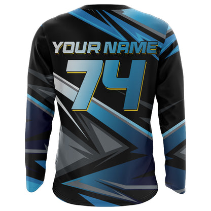 Blue Motocross Jersey Upf30+ Dirt Bike Youth Motocross Riding Shirt Men Women Kid XM38