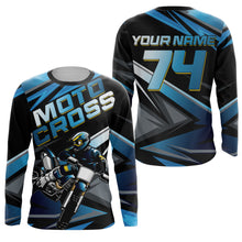 Load image into Gallery viewer, Blue Motocross Jersey Upf30+ Dirt Bike Youth Motocross Riding Shirt Men Women Kid XM38