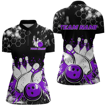 Purple Watercolor Bowling Shirts Men Women Team Custom Bowling Polo & 1/4 Zip Shirt MBL60