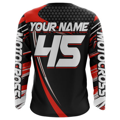 Motocross Racing Jersey Red Upf30+ MX Racing Dirt Bike Jersey Kid Men Motorcycle XM173