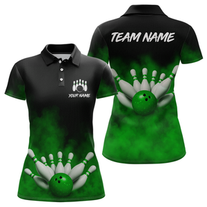 Green Smoke Bowling Shirts for Men Women Team Personalized Bowling Polo and Quarter Zip MBL130