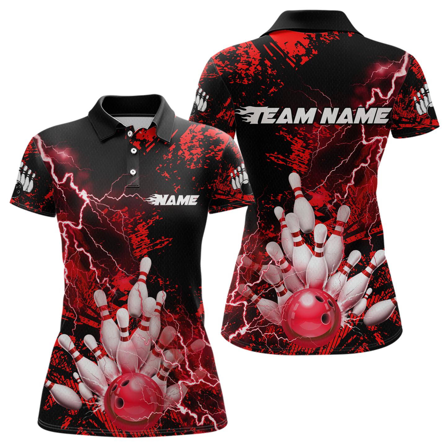 Red Thunder Lightning Bowling Shirt Custom Colorful Bowling Jersey Men Women Team MBL67