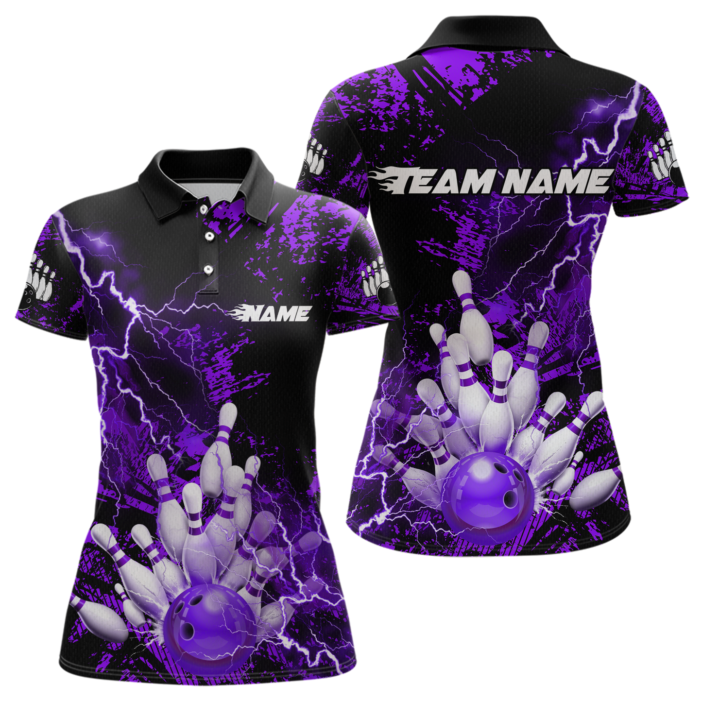 Purple Thunder Lightning Bowling Shirt Custom Colorful Bowling Jersey Men Women Team MBL67