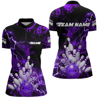 Purple Thunder Lightning Bowling Shirt Custom Colorful Bowling Jersey Men Women Team MBL67