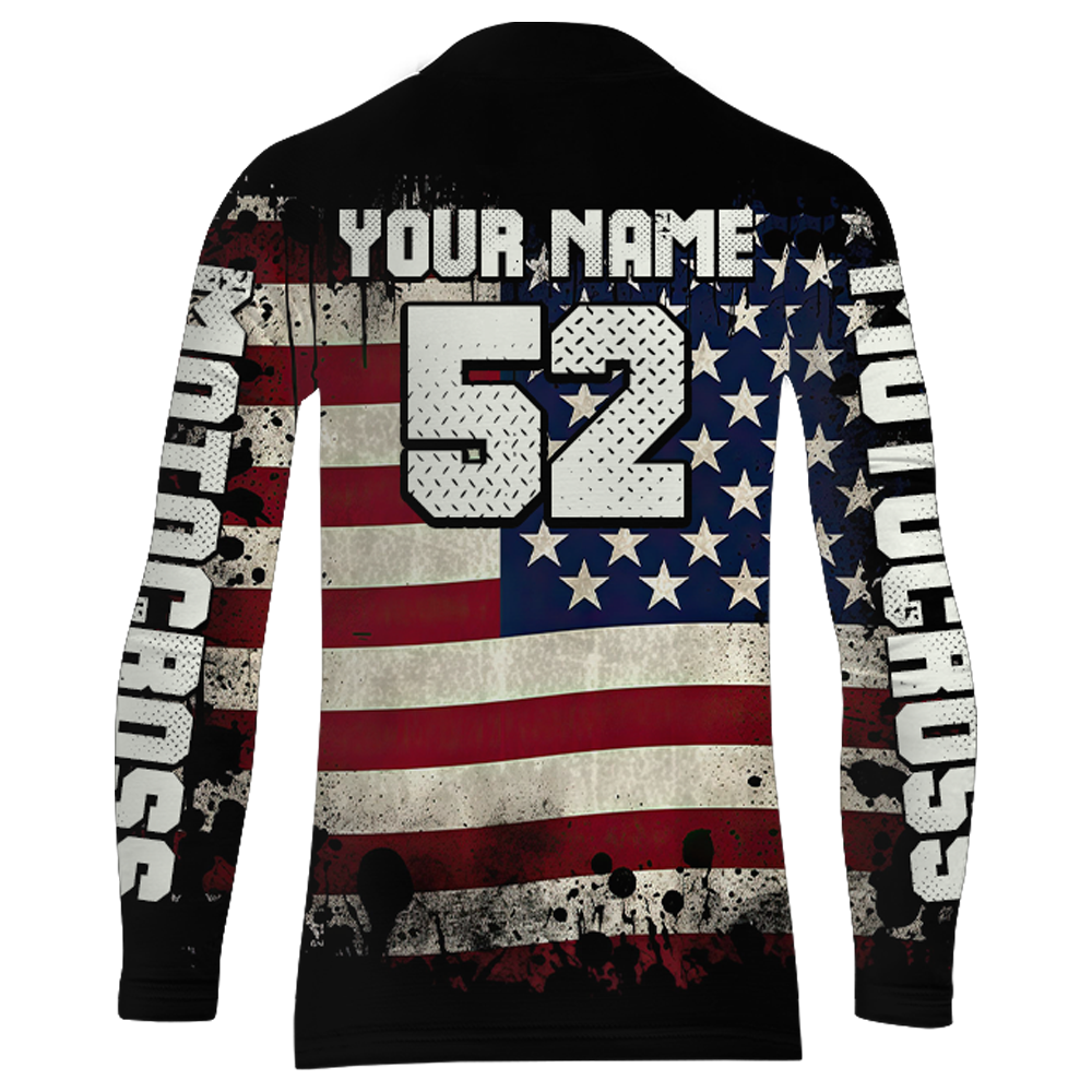 Patriotic American Flag Motocross Jersey Youth UPF30+ Extreme Dirt Bike Racing Shirt Kid Men Women XM124