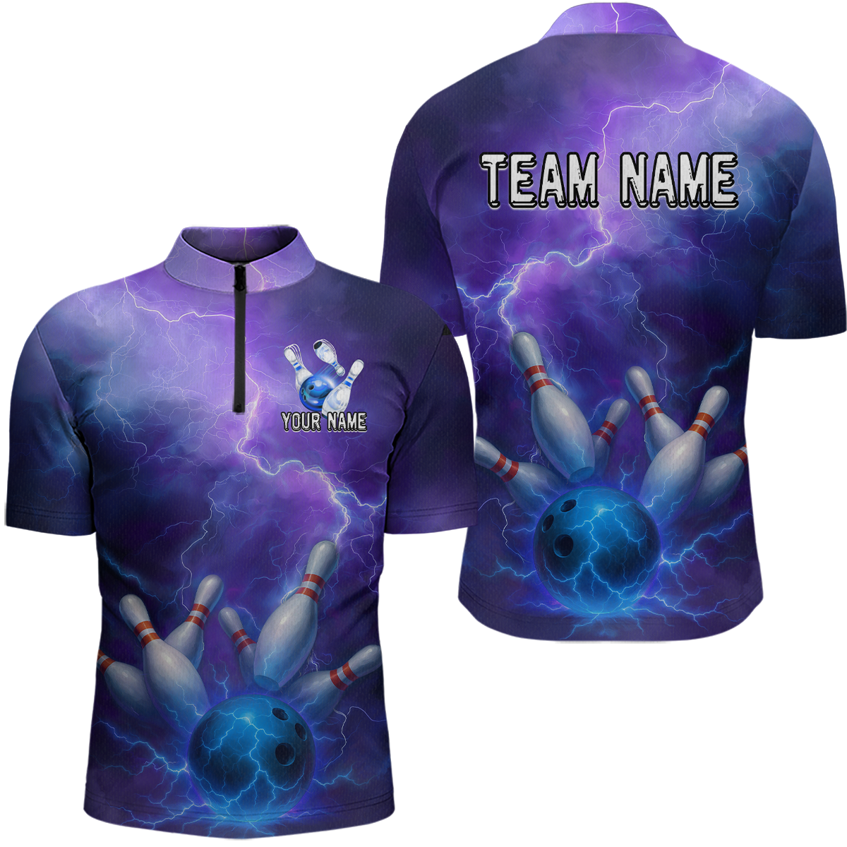 Custom Purple Lightning Bowling Shirts for Men Women Team MBL157